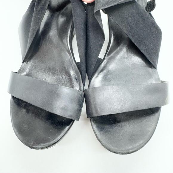 UGG Sedona Black Tie Strap Wedge Heel Sandals Genuine Leather Size 8 Summer Boho - Picture 14 of 16